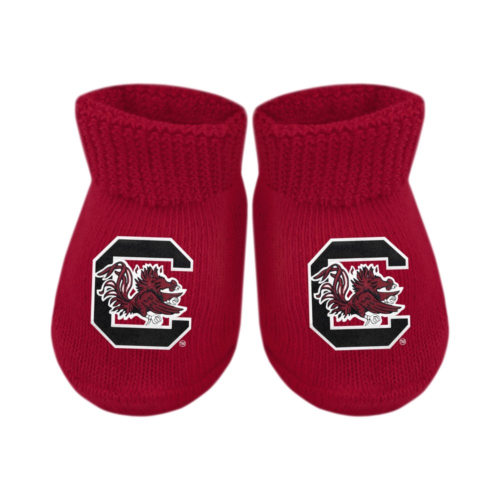 Creative Knitwear College Baby NCAA Officially Licensed Baby Bootie Sock - South Carolina Gamecocks Logo - Garnet - Newborn - 6 Months