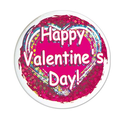 Beistle 70150 Happy Valentine's Day Button, 3-1/2-Inch, 1 Per Package