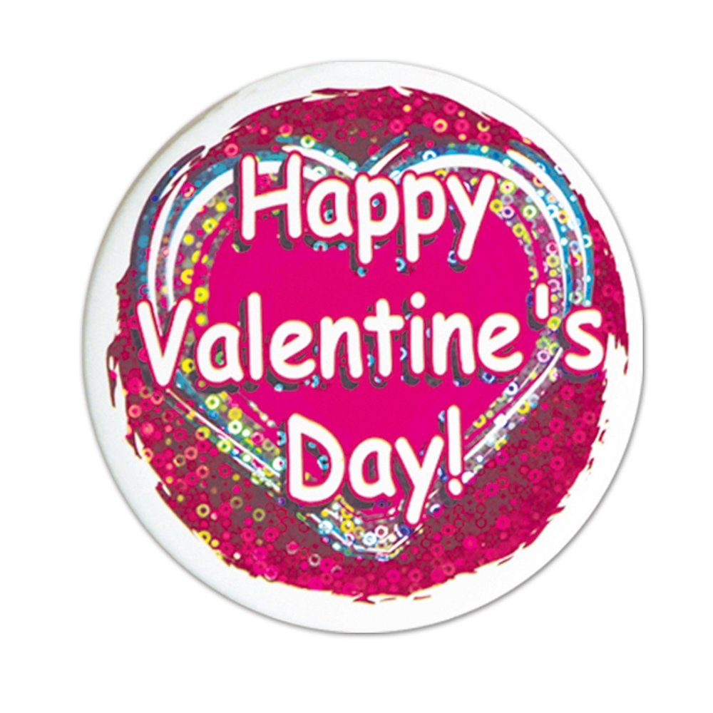 Beistle 70150 Happy Valentine's Day Button, 3-1/2-Inch, 1 Per Package