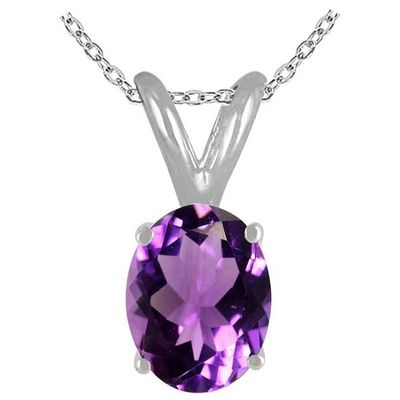 AoneJewelry 0.45Ct Oval Amethyst Pendant in Sterling Silver (6x4 mm)