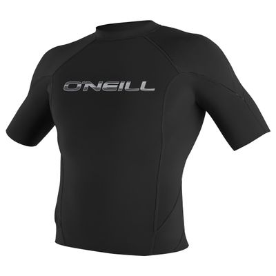 O'Neill Wetsuits UV Sun Protection Mens Hammer Short Sleeve Crew Sun Shirt Rash Guard, Black/Black/Black, XX-Large