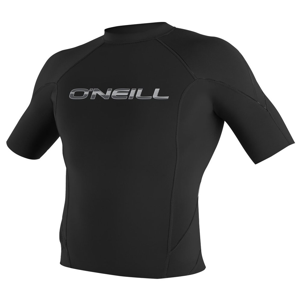 O'Neill Wetsuits UV Sun Protection Mens Hammer Short Sleeve Crew Sun Shirt Rash Guard, Black/Black/Black, XX-Large