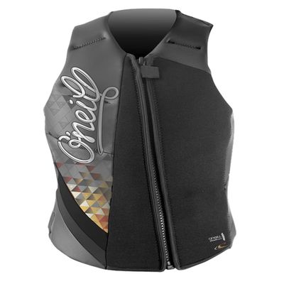 O'Neill Wake Waterski Women's Flare Comp Vest, Black/Graphite/Black, 8