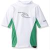 Rip Curl Youth Wave Short Sleeve Rash Guard Shirt, 8, White/Green view 1