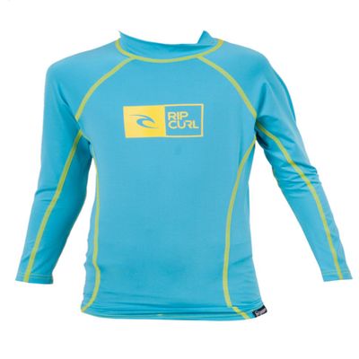 Rip Curl Youth Ripawatu Long Sleeve Rash Guard Shirt, 6, Blue