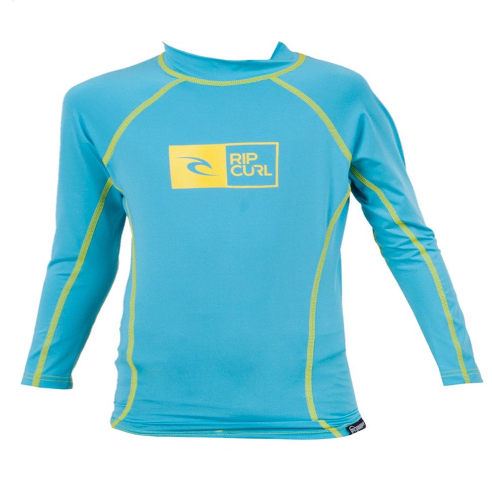 Rip Curl Youth Ripawatu Long Sleeve Rash Guard Shirt, 6, Blue