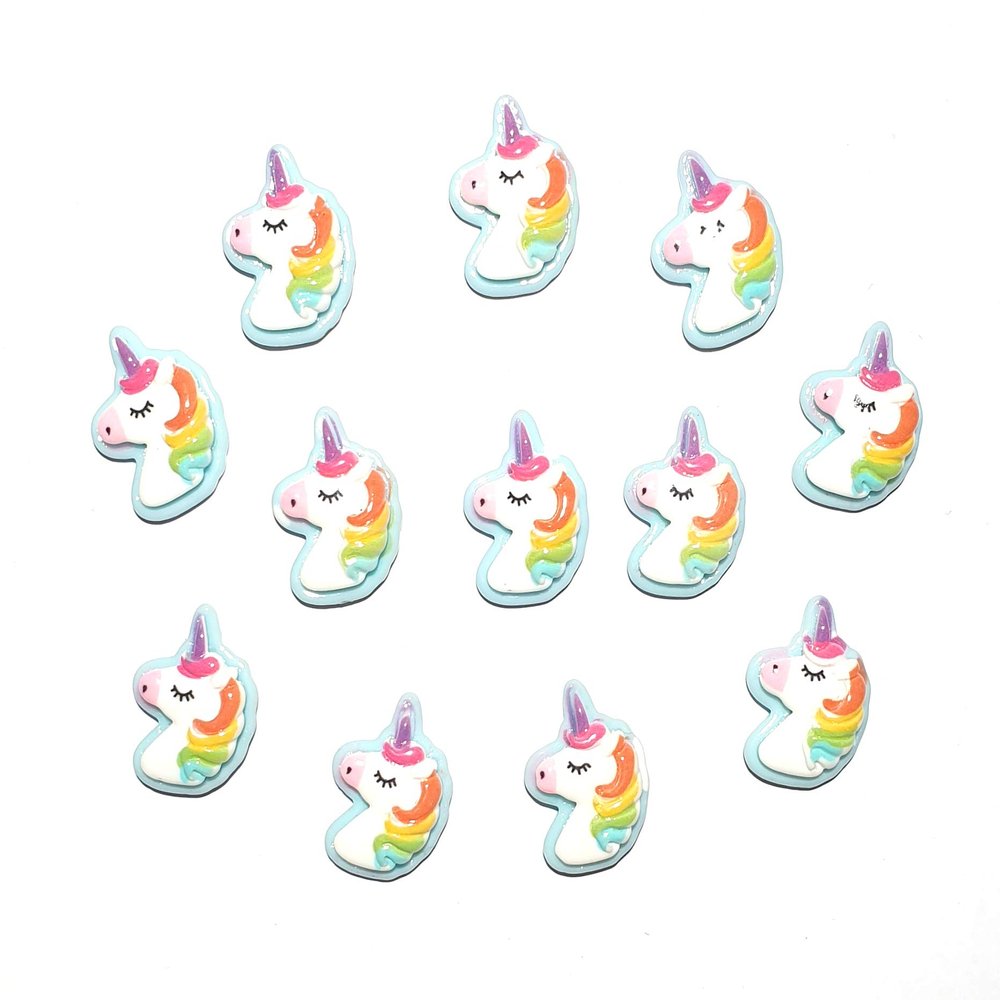 20 Pcs Cute rainbow unicorn resin Cabochon Flatback Decoration Size 15 x 22 mm