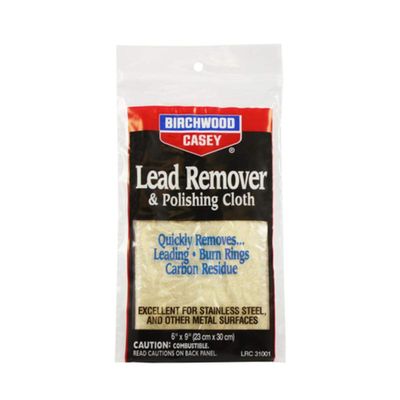 BIRCHWOOD CASEY Lead Remover & Polishing Cloth Durable Lightweight 6"x9" Cleaning Rag for Gun, Sporting Equipment, Home & Auto Use - Original Package