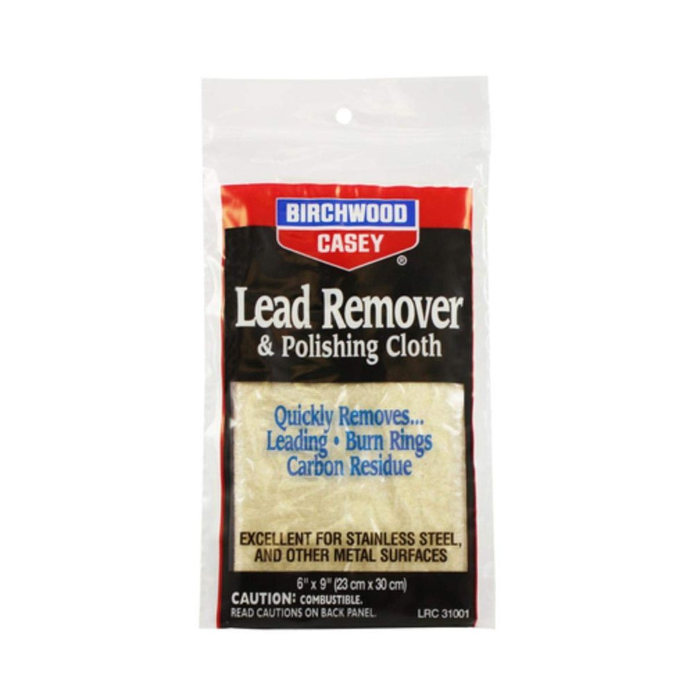 BIRCHWOOD CASEY Lead Remover & Polishing Cloth Durable Lightweight 6"x9" Cleaning Rag for Gun, Sporting Equipment, Home & Auto Use - Original Package