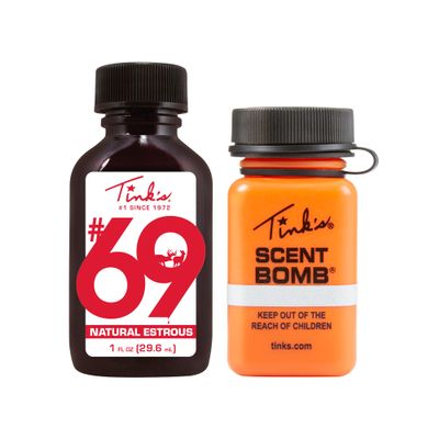 TINK'S #69 Doe-in-Rut Value Pack - 2 fl oz #69 Doe-in-Rut Buck Lure & 1 oz Scent Bomb | Hunting Lure/Attractant | Advanced Deer Lure
