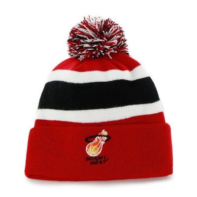 47 Miami Heat Red Breakaway Beanie Hat with Pom - NBA Cuffed Winter Knit Toque Cap