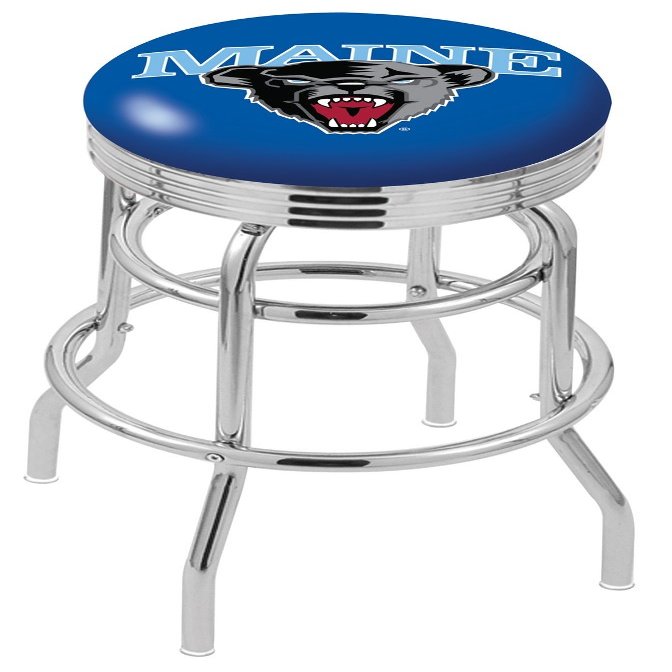 Holland Bar Stool L7c3c - Chrome Double Ring Maine Swivel Bar Stool W/ 2.5 Inch Ribbed Accent Ring - 30 Inch