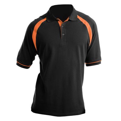 Kustom Kit Oak Hill Mens Short Sleeve Polo Shirt (L) (Black/Orange)
