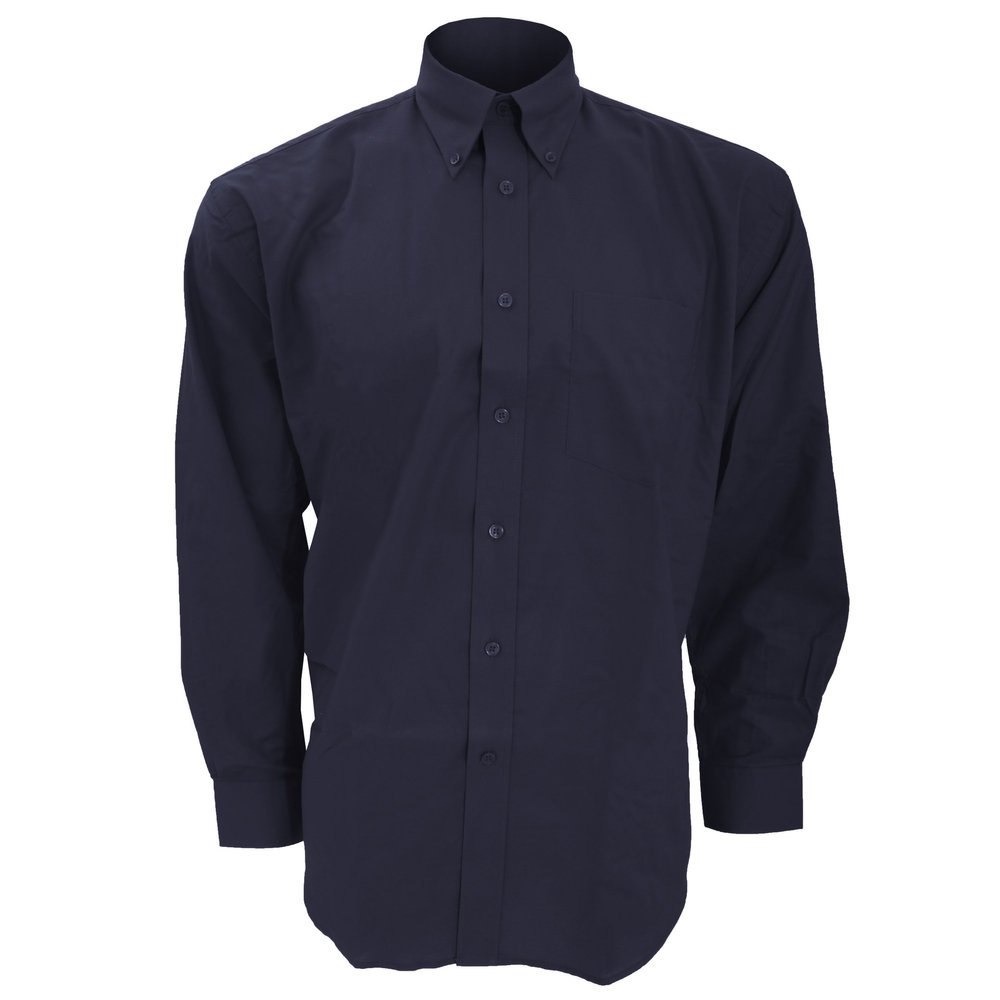 KUSTOM KIT Mens Workwear Oxford Long Sleeve Shirt (14.5inch) (French Navy)
