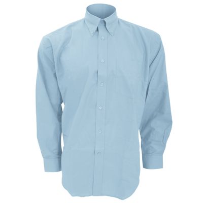 Kustom Kit Mens Workwear Oxford Long Sleeve Shirt (16inch) (Light Blue)