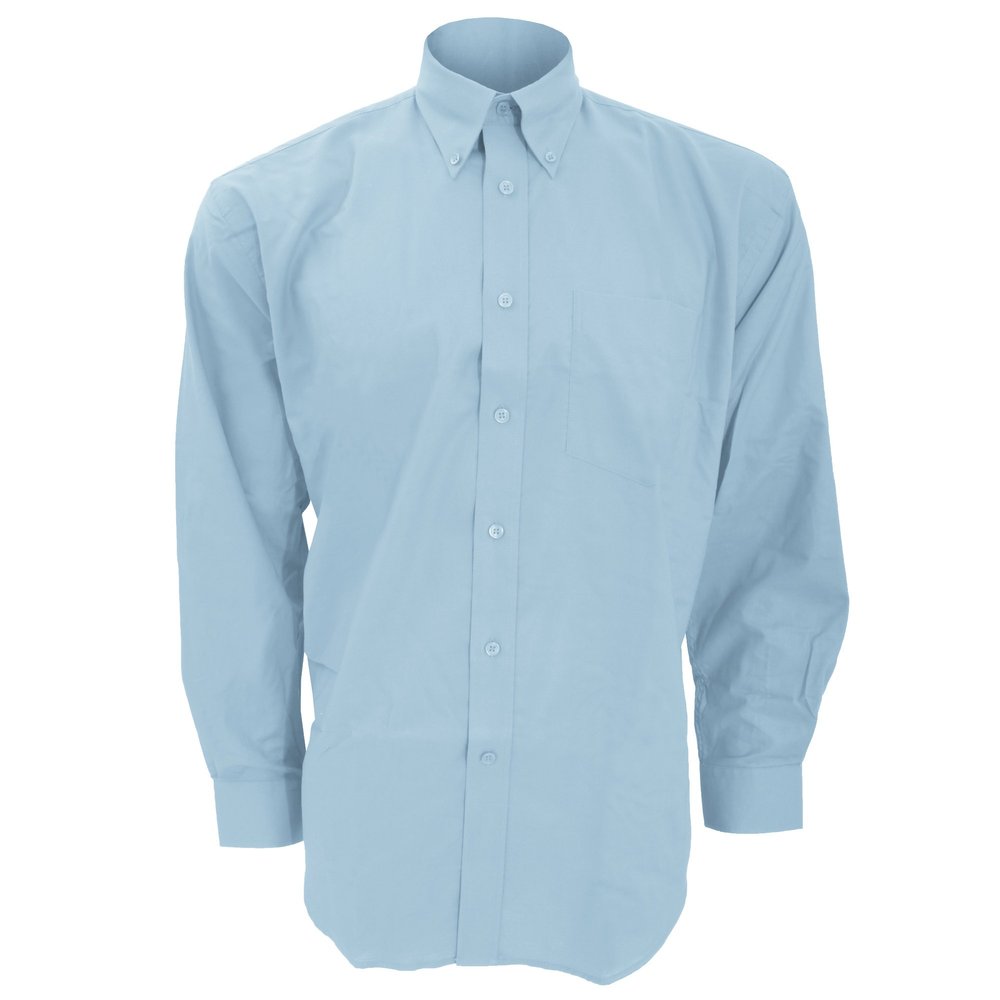 Kustom Kit Mens Workwear Oxford Long Sleeve Shirt (16inch) (Light Blue)