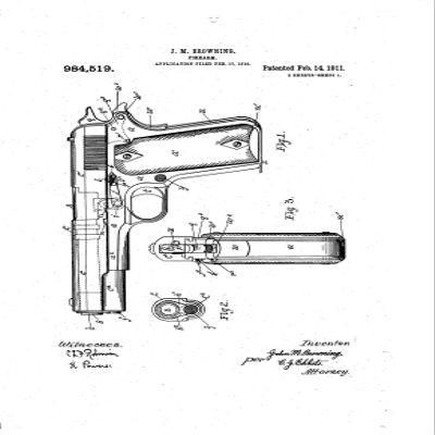 1911 Browning 984519 Colt Browning Pistol Patent