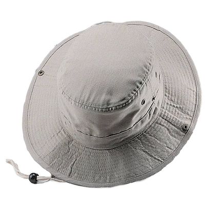 Brushed Twill Aussie HAT with Side Snaps & Chin Cord, Beige X-Large