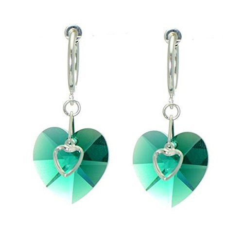 CERCEAU PASSIONATE Silver Plated bright green Crystal Clip On Earrings