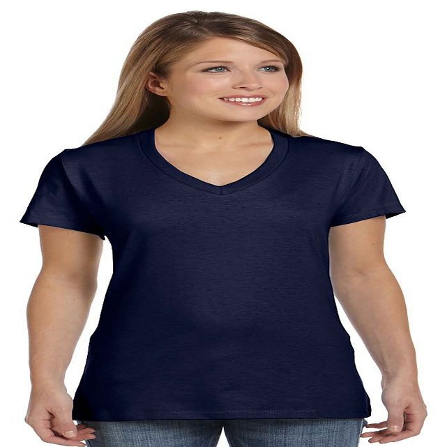 Hanes Women's Nano V-Neck T-Shirt Navy Medium
