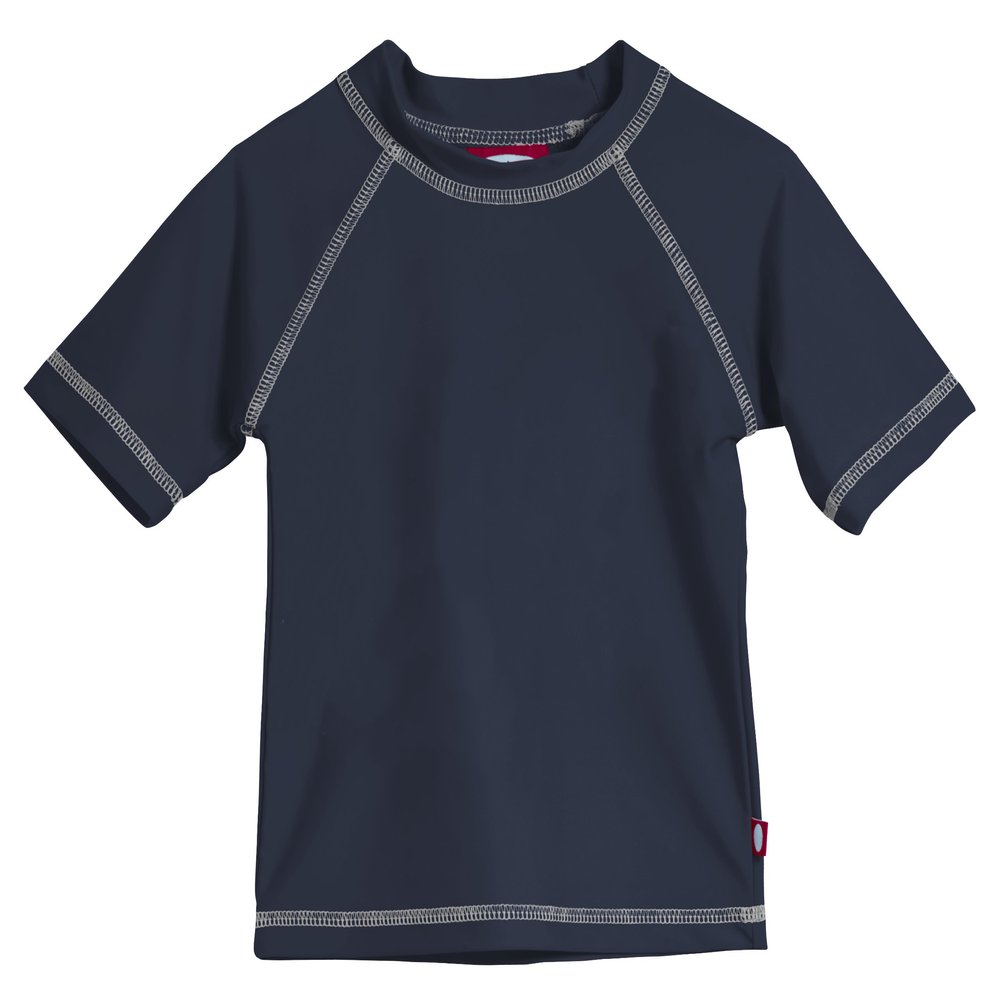 Baby Boys' and Girls' Solid Rashguard Swimming Tee Shirt Rash Guard SPF UPF Sun Protection for Summer Beach Pool and Play, S/S Navy, 18-24 mon.