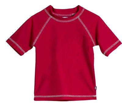 Little Boys' and Girls' Solid Rashguard Swimming Tee Shirt Rash Guard SPF UPF Sun Protection for Summer Beach Pool and Play, S/S Red, 2T