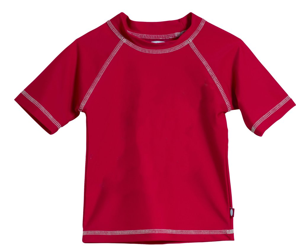 Little Boys' and Girls' Solid Rashguard Swimming Tee Shirt Rash Guard SPF UPF Sun Protection for Summer Beach Pool and Play, S/S Red, 2T