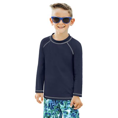 City Threads Boys Rashguard Swim Shirt UPF 50+ Soft Comfortable Durable Sun Protection Made in USA, Navy, 3T