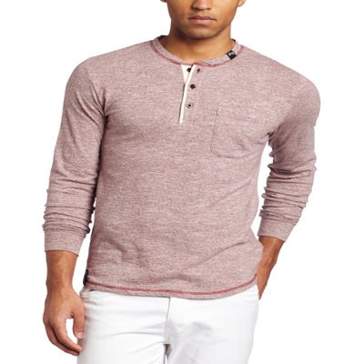 LRG Teen-boysmen's Longleaf Long Sleeve Henley, Maroon, Medium
