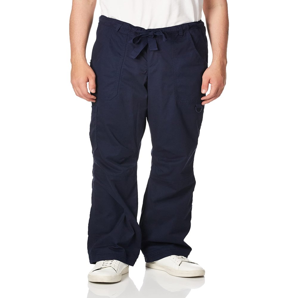 KOI Men's Big-Tall James Elastic-Waist Scrub Pants with Zip Fly and Drawstring Waist, Navy, 2X/Short