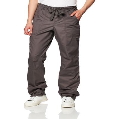 KOI Men's and Tall James Elastic Scrub Pants with Zip Fly and Drawstring Waist, Steel, 3X-Large Short