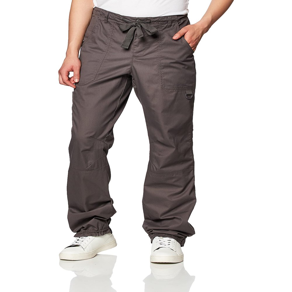 KOI Men's and Tall James Elastic Scrub Pants with Zip Fly and Drawstring Waist, Steel, 3X-Large Short