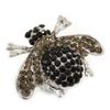 Rhodium Plated Diamante Bumble Bee Cocktail Ring - Adjustable Size 8/9 (Grey and Black) view 1