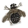 Rhodium Plated Diamante Bumble Bee Cocktail Ring - Adjustable Size 8/9 (Grey and Black) view 2