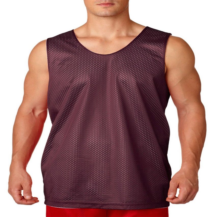 A4 Mens Reversible Mesh Tank Top | Cooling Dry Wick Shirt | High-Performance Moisture-Wicking Sleeveless Tee | Multisport Active Wear | Gym, Workout, Sports, & Running Top | Maroon White