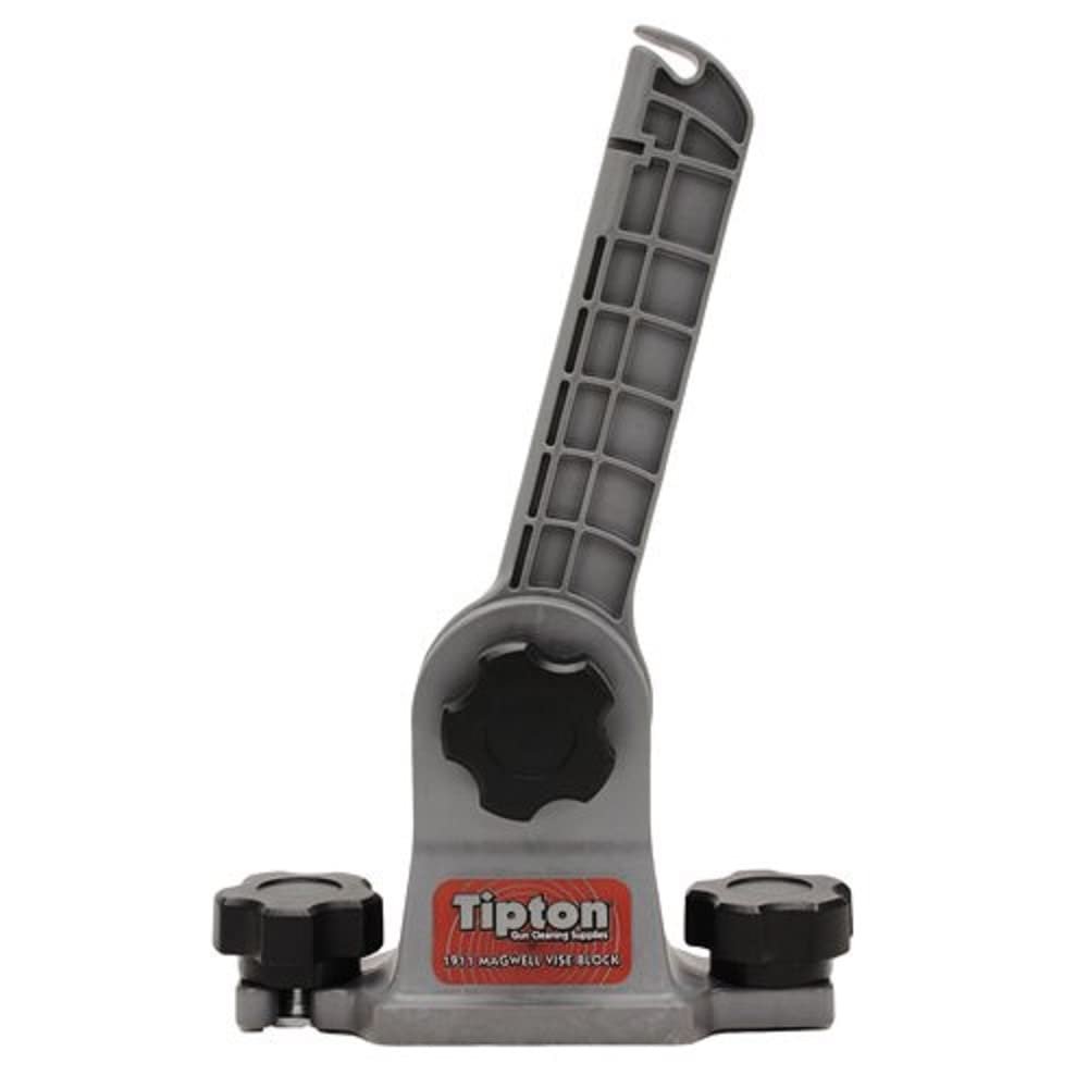 Tipton 1911 Mag Well Vise Block with 180 Degree Rotation Solvent Resistant Polymer for Pistol Cleaning and Maintenance, Gray