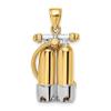 14k Two-Tone Gold Sports Charm Pendant, 3-D Double Scuba Tanks With Air Hose view 1
