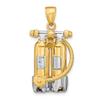 14k Two-Tone Gold Sports Charm Pendant, 3-D Double Scuba Tanks With Air Hose view 3