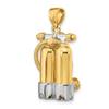 14k Two-Tone Gold Sports Charm Pendant, 3-D Double Scuba Tanks With Air Hose view 4