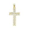 14k Two-tone Gold Religious Charm Pendant, Diamond-Cut Cross with White Center view 1