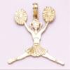 14k Yellow Gold Charm Cheerleader Jumping In Splits Pom-poms view 1