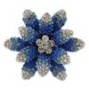 Avalaya Large Dimensional Clear/Blue Diamante Narcissus Cocktail Ring In Rhodium Plating - 40mm Diameter - Size 7/8 (Adjustable) view 1