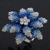Avalaya Large Dimensional Clear/Blue Diamante Narcissus Cocktail Ring In Rhodium Plating - 40mm Diameter - Size 7/8 (Adjustable) view 2