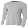 A4 Youth Cooling Performance Crew Long Sleeve T-Shirt, Silver, Small view 2