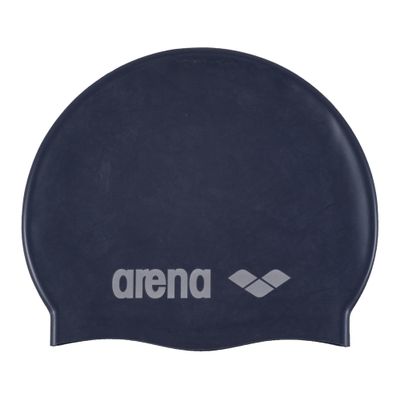 Arena Classic Junior Silicone Unisex Swim Cap for Girls and Boys Comfortable Durable Kids Pool Bathing Cap, One Size, Denim/Silver