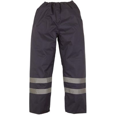 Yoko Mens Hi-Vis Waterproof Contractor Over Trousers (XL) (Navy Blue)