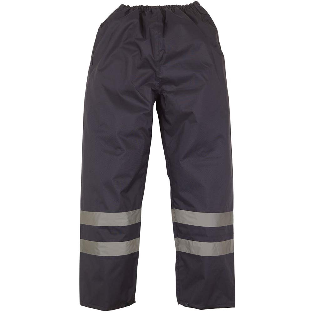 Yoko Mens Hi-Vis Waterproof Contractor Over Trousers (XL) (Navy Blue)