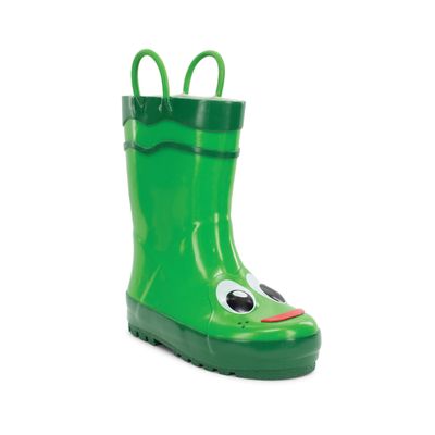 Western Chief Boys Waterproof Printed Rain Boot with Easy Pull on Handles - Fritz the Frog, 6 M US Toddler
