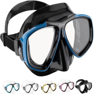 Cressi Focus 2-Lens Masks, Black/Blue