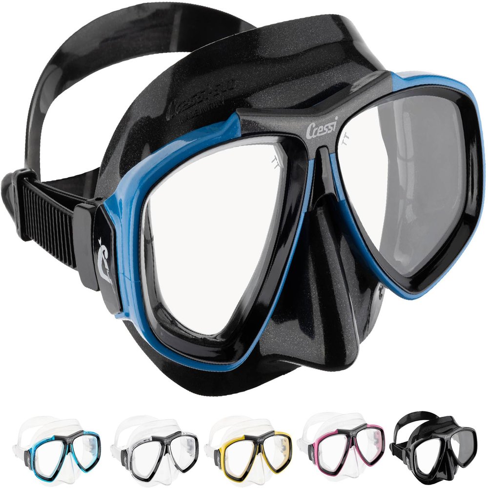 Cressi Focus 2-Lens Masks, Black/Blue